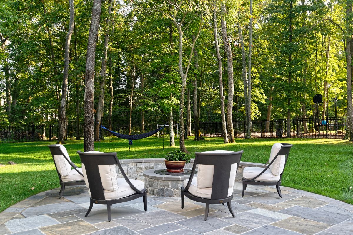 Flagstone Patio with a Mix of Gray & Earth-Tone Stones