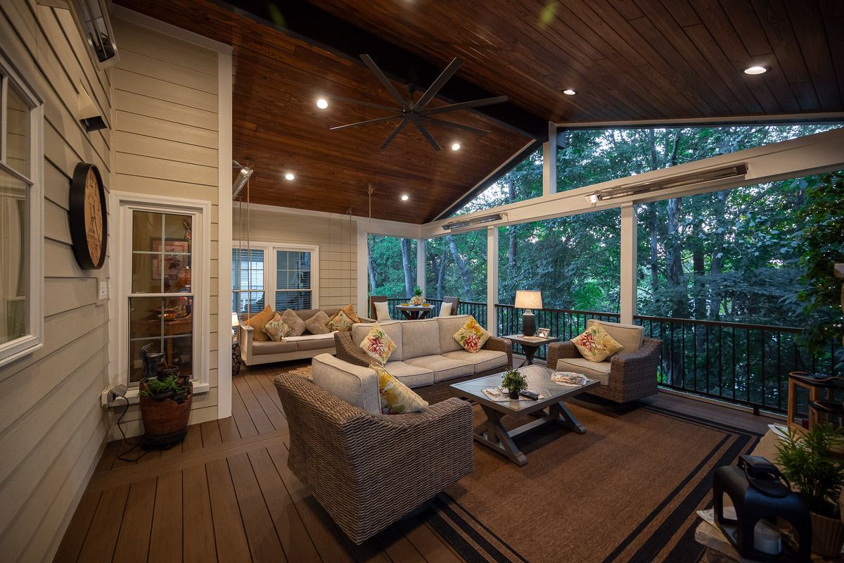 Pre-Finished Pine Ceiling with Hanging Love Seat