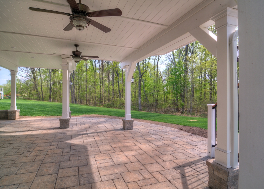 Paver Patio Below a Deck with Rainwater Management