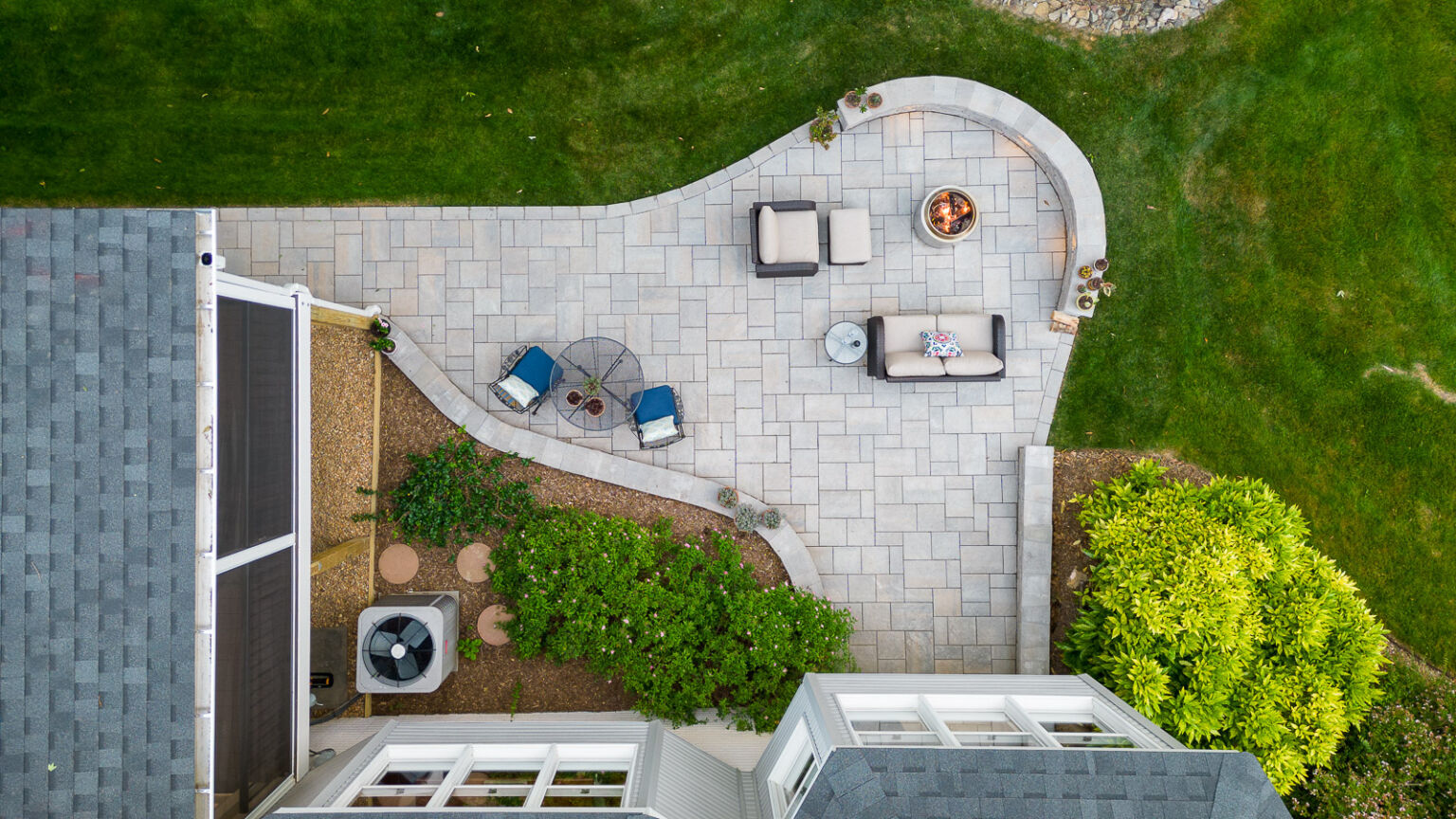 Paver Patio with Retaining Wall, Sitting Wall & Solo Stove